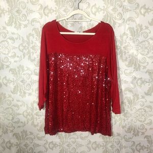 NWT Calvin Klein Red Sequin Top